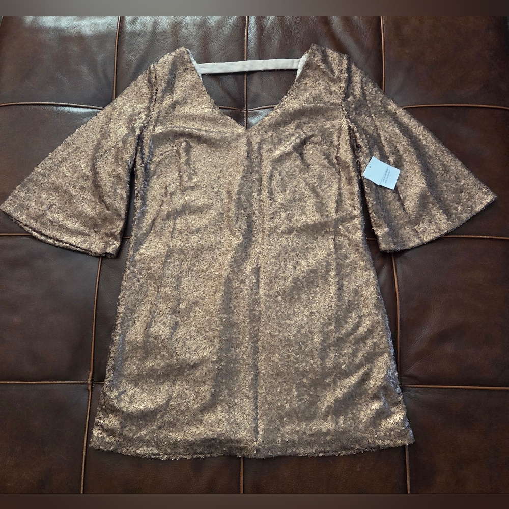 Justfab Gold Sequin Tunic Dress Small NWT - Picture 4 of 11